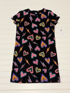 Old Navy Black Dress with Multicolor Heart & Lightning Print